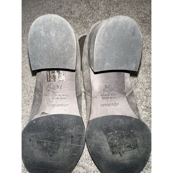 Aquatalia Taylor Dark‎ Grey Textured Suede Leather Ankle Heel Booties Boots 7.5 - Picture 7 of 8